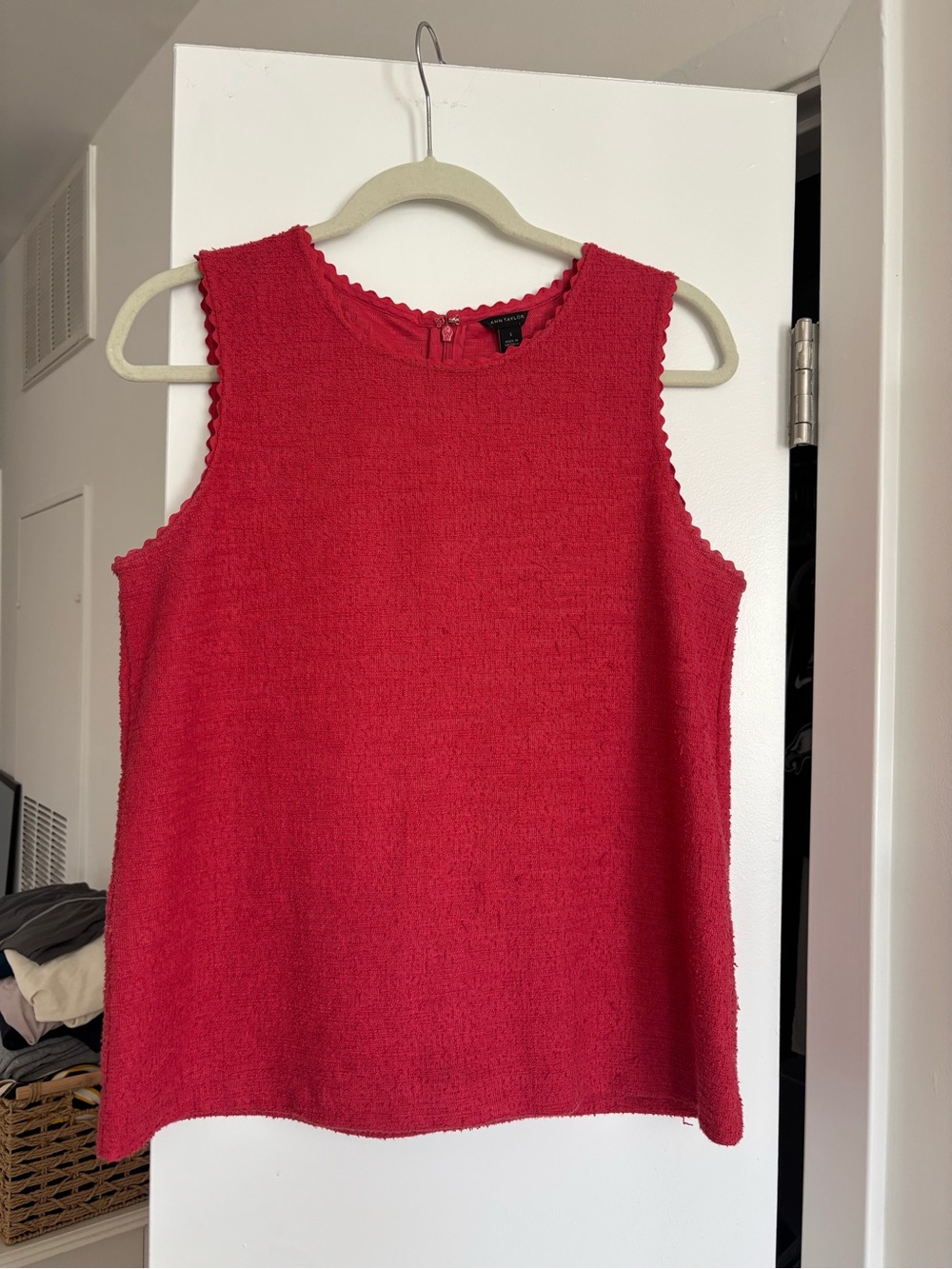 Red Ann Taylor Textured Tank Top